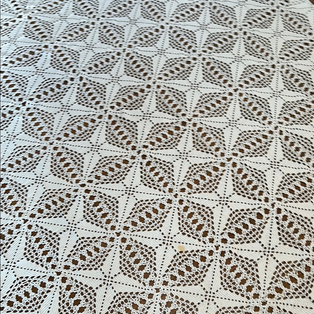 Chic White Crochet Lace Tablecloth